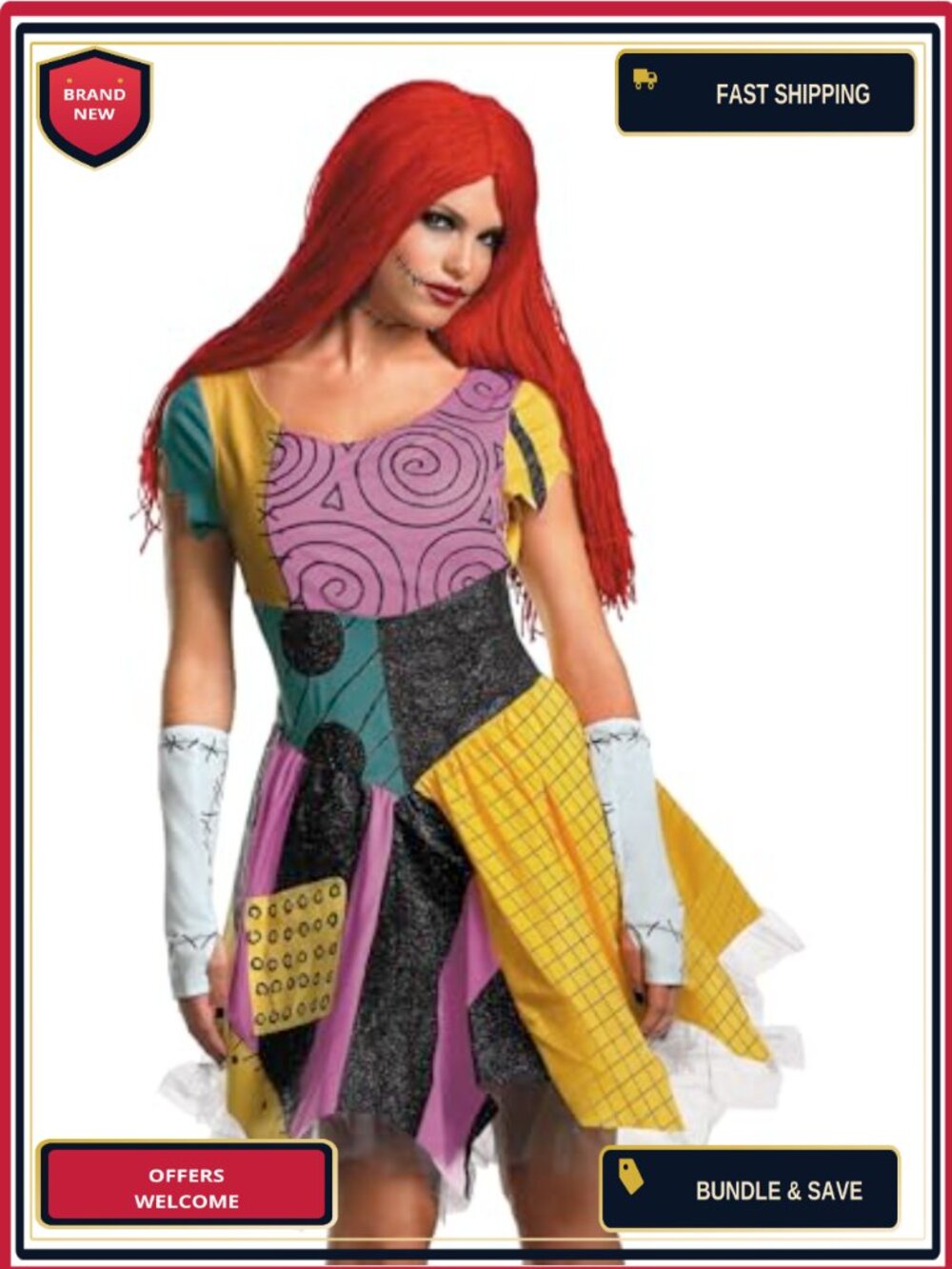 Sally Fab Nightmare Before Christmas Costume Dress & Wig